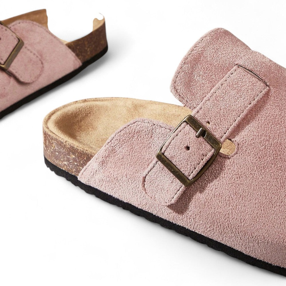 ChicWalk Mule Femenino Gamusa Rosa Slip-On Casual