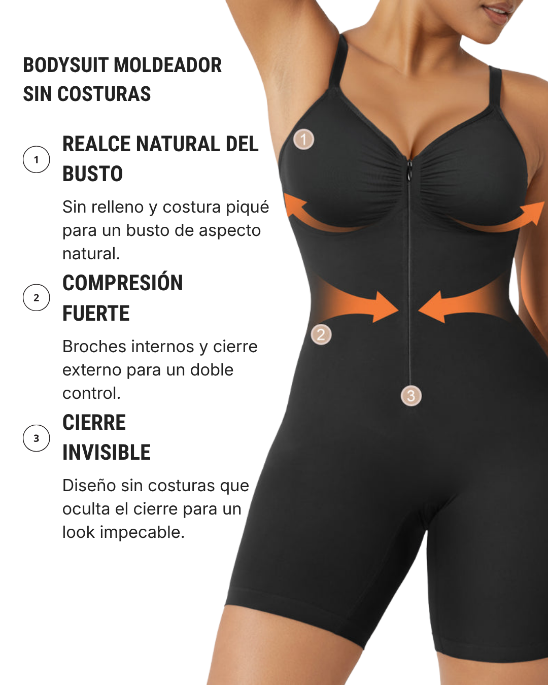 CurvaFit Bodysuit Moldeador Mujer Cierre Ajustable