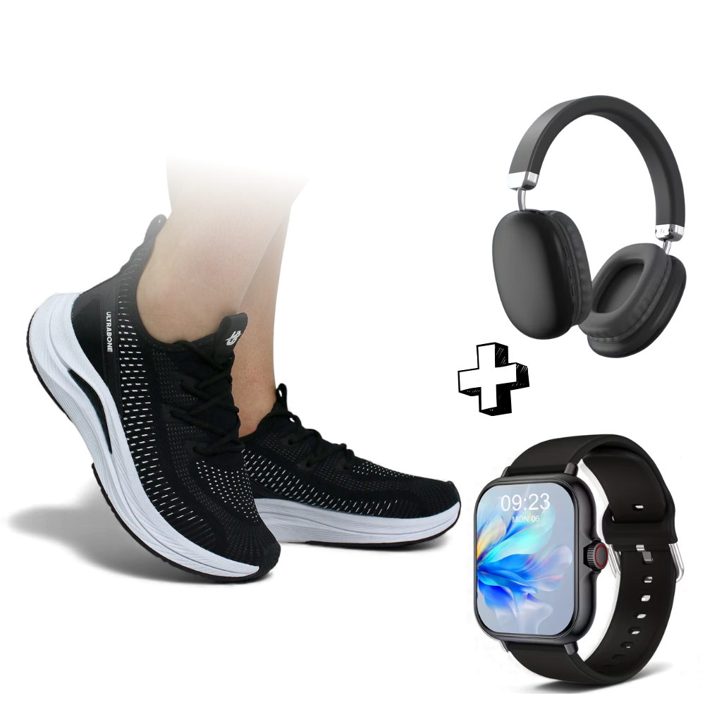 PlusGym Kit Mujer para el Gimnasio – Compra los Tenis y Recibe Smartwatch + Audífonos Bluetooth con 50% OFF