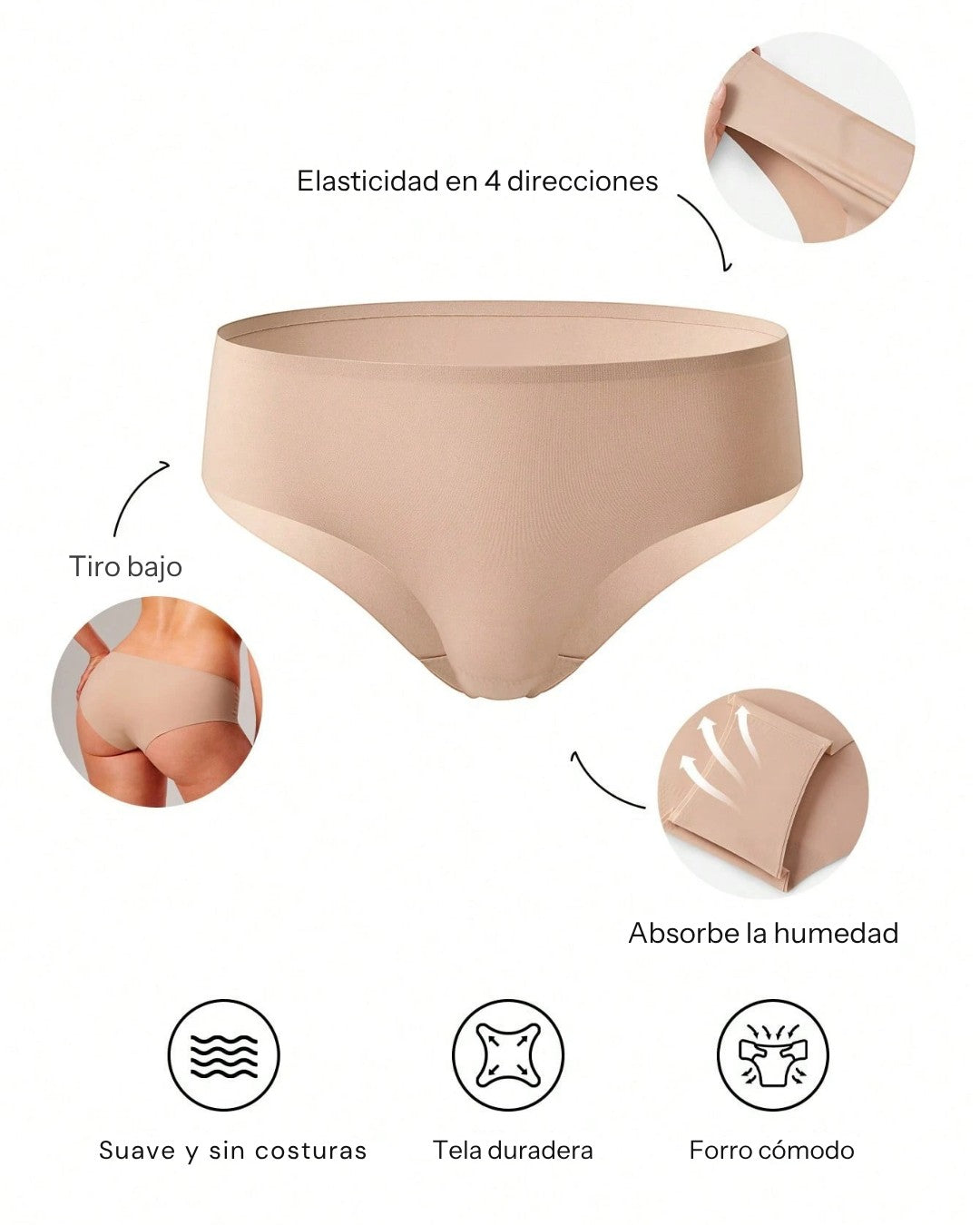 Monaco Set 4 Panty Mujer Microfibra Sin Costuras