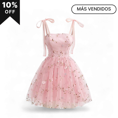 Luna Rosé Vestido Femenino Tirantes Florales Rosa Delicado