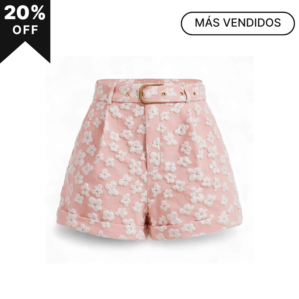 Florence Shorts Femenino Jacquard Floral Sofisticado y Cómodo