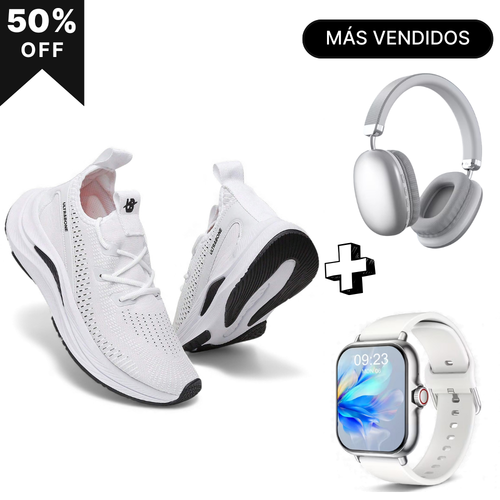 PlusGym Kit Mujer para el Gimnasio – Compra los Tenis y Recibe Smartwatch + Audífonos Bluetooth con 50% OFF