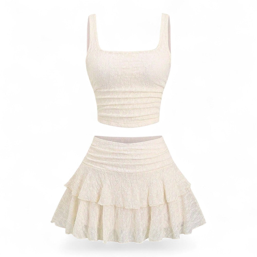 Lunara Conjunto Femenino Encaje Elegante de Dos Piezas