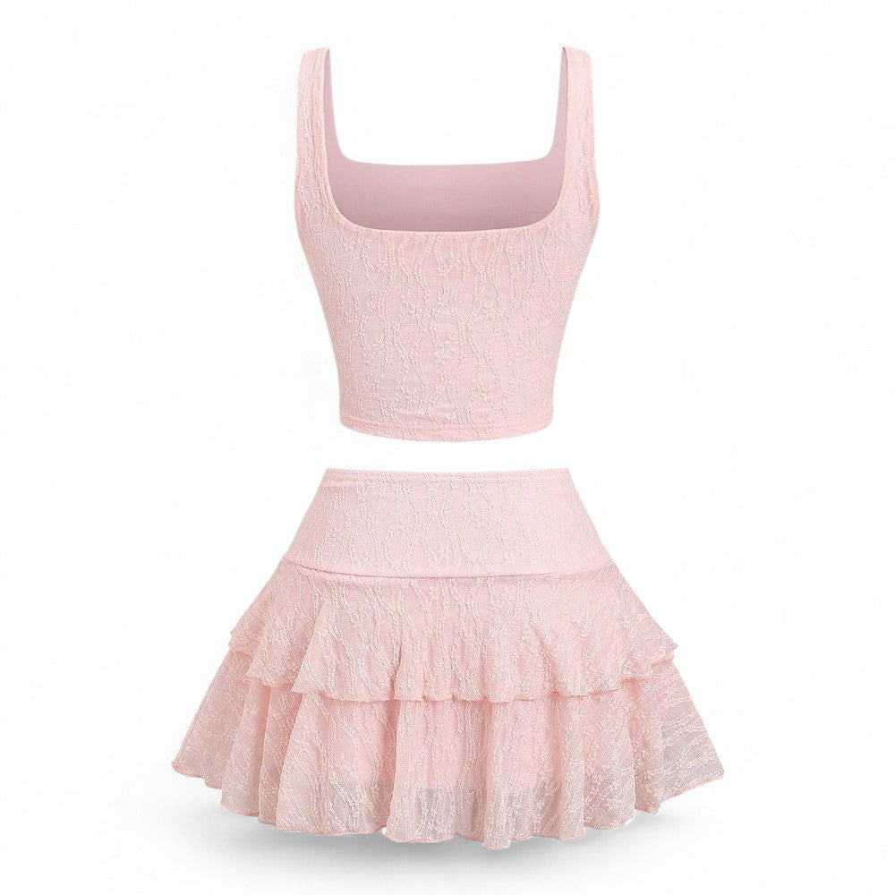 Lunara Conjunto Femenino Encaje Elegante de Dos Piezas