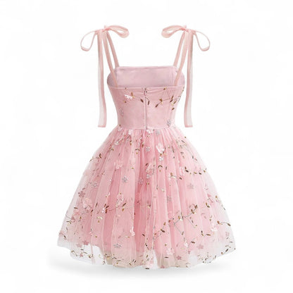 Luna Rosé Vestido Femenino Tirantes Florales Rosa Delicado