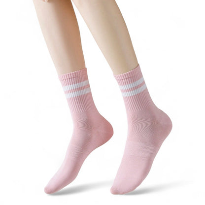 Listras Charm Medias Femeninas Rosa Media Pantorrilla Comodidad Anti-Olor