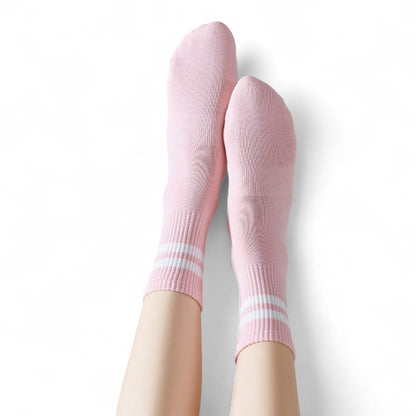 Listras Charm Medias Femeninas Rosa Media Pantorrilla Comodidad Anti-Olor