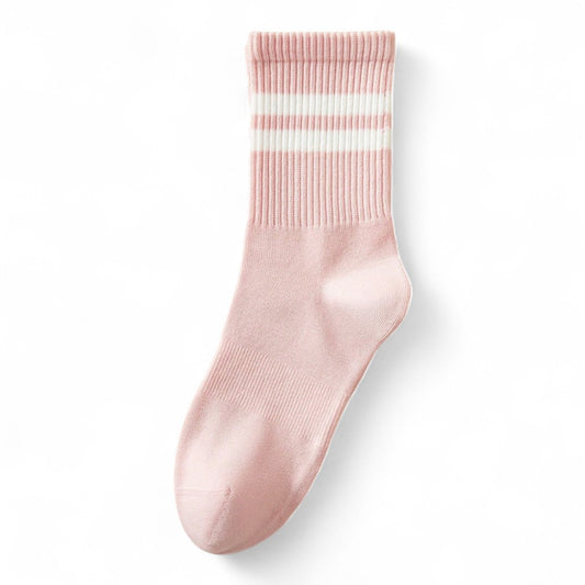 Listras Charm Medias Femeninas Rosa Media Pantorrilla Comodidad Anti-Olor