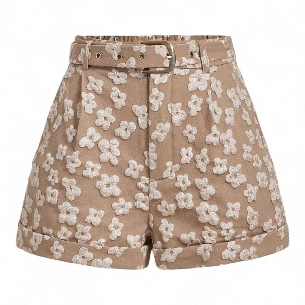 Florence Shorts Femenino Jacquard Floral Sofisticado y Cómodo