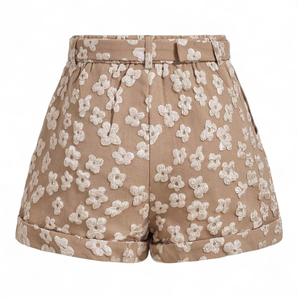 Florence Shorts Femenino Jacquard Floral Sofisticado y Cómodo