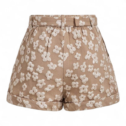 Florence Shorts Femenino Jacquard Floral Sofisticado y Cómodo