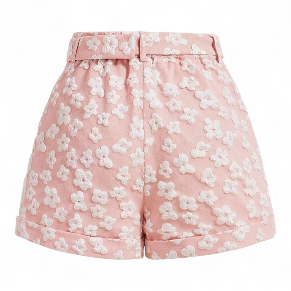 Florence Shorts Femenino Jacquard Floral Sofisticado y Cómodo