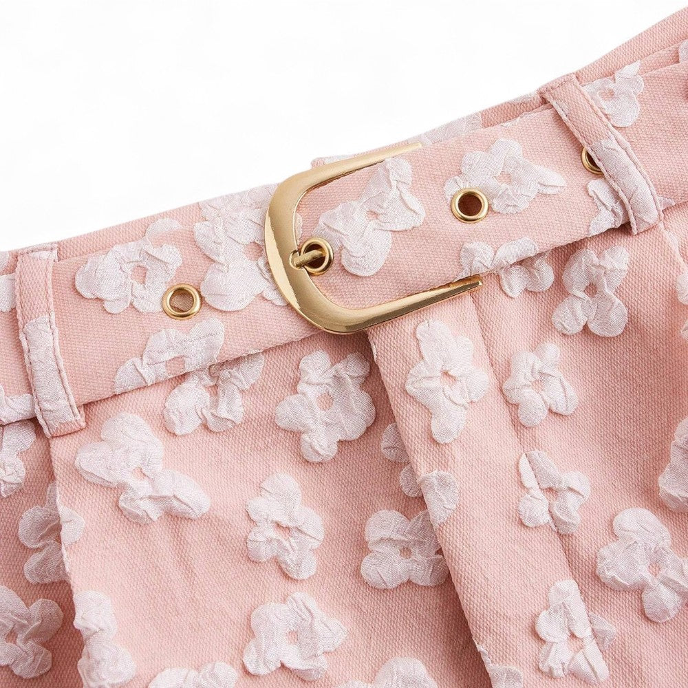 Florence Shorts Femenino Jacquard Floral Sofisticado y Cómodo