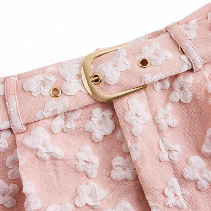 Florence Shorts Femenino Jacquard Floral Sofisticado y Cómodo