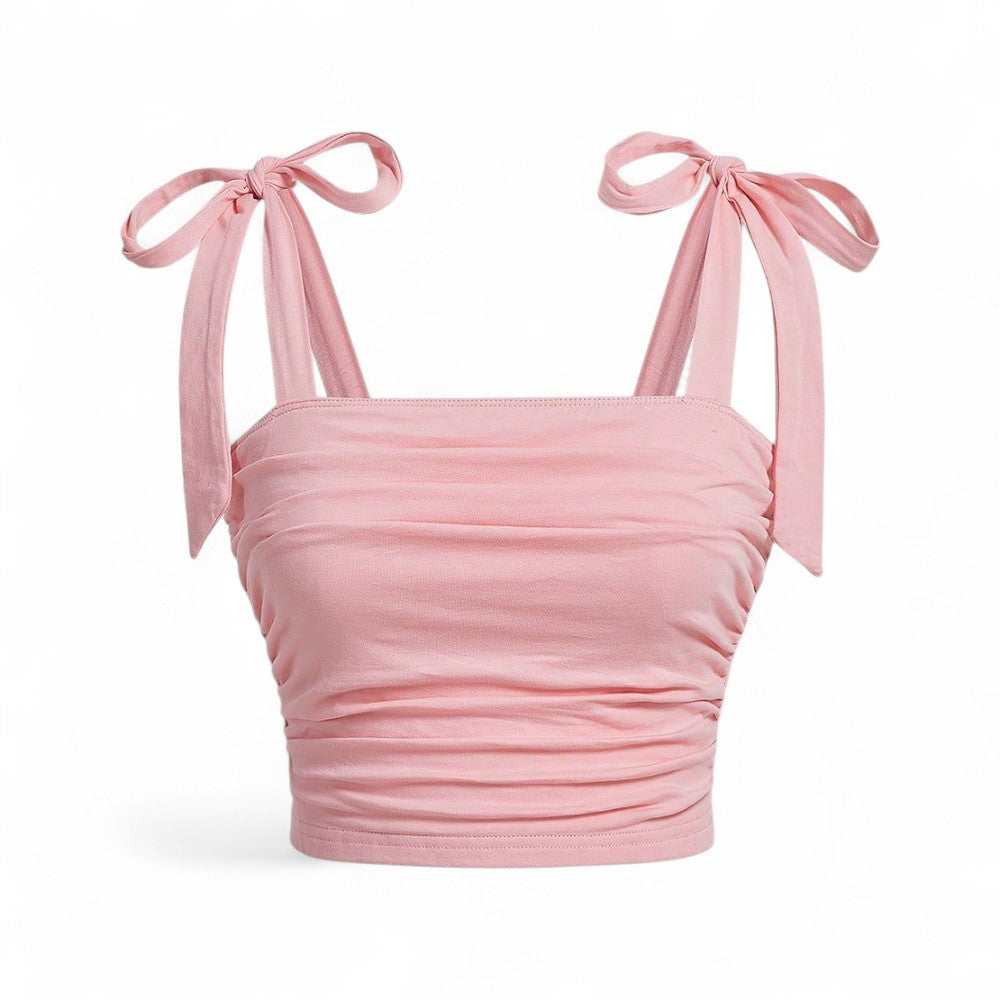 Cropped Lyssia Rosa Femenino de Tirante Ancho y Tacto Suave