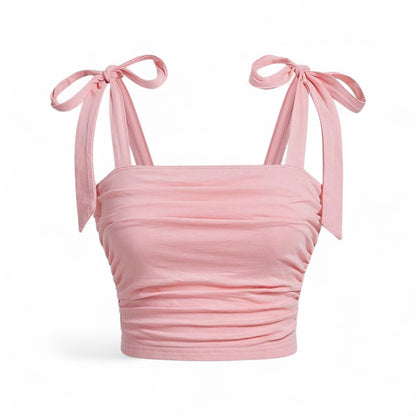 Cropped Lyssia Rosa Femenino de Tirante Ancho y Tacto Suave