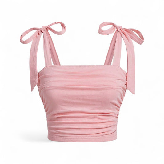 Cropped Lyssia Rosa Femenino de Tirante Ancho y Tacto Suave