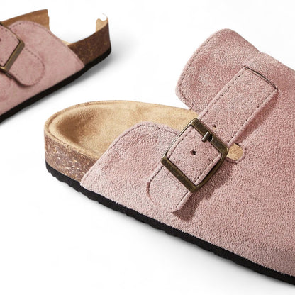 ChicWalk Mule Femenino Gamusa Rosa Slip-On Casual